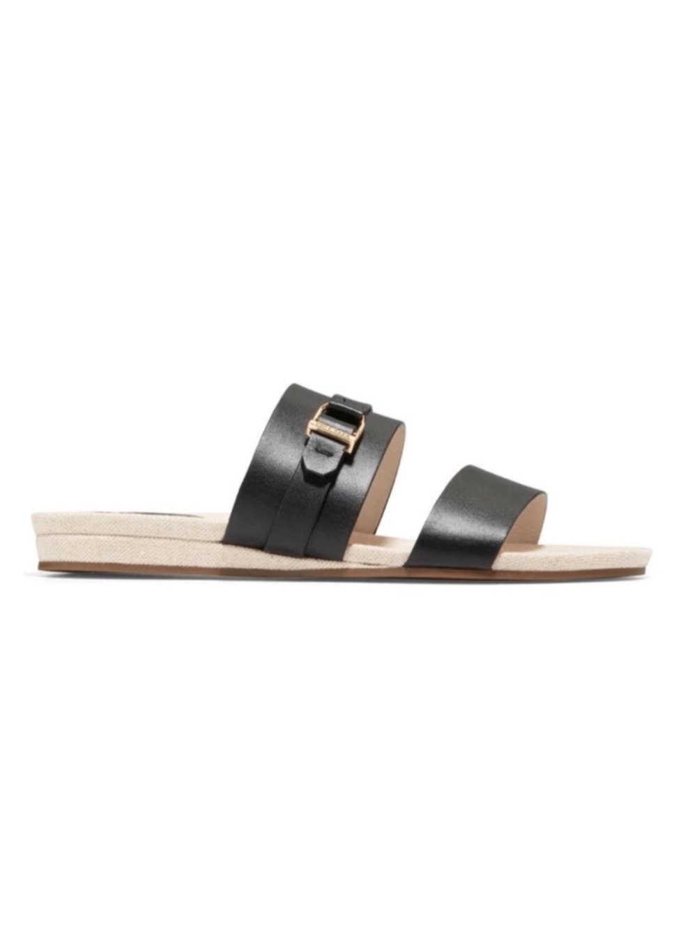 Cole Haan Francine Black Leather Double-Strap Slide Sandal, NEW Size 7 MSRP $150 - Picture 2 of 13